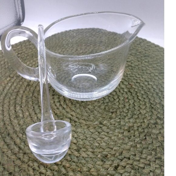 Vintage Krosno Poland Art Glass Sauce,Gravy boat, syrup server, pitcher w/Laddle - Picture 1 of 7